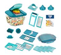 Nicer Dicer Chef - Cortador de alimentos profesional, juego de 23 piezas, cortador de verduras, tapa, capacidad de 5,2 l, insertos en espiral, cortador de tomate, juliana, cortador de ensalada con