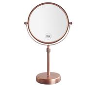 Nicesail Espejo cosmético ajustable en altura, dorado mate, espejo de pie de maquillaje con aumento de 10x, espejo de afeitar con diámetro de 20 cm