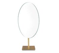 Nicesail Espejo de Mesa Dorado Oval Espejo Maquillaje de Alta Gama Latón 360° Giratorio Espejo Tocador Unilateral para Baños,Hoteles,Joyerías,18 * 30cm