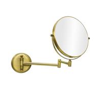 Nicesail Espejo de Pared con Aumento x5 Dorado Espejo Extensible Baño - 360° Giratorio - Doble Cara,Diámetro 20cm