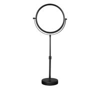 Nicesail Espejo Maquillaje Aumento x5 Espejos de Mesa Negro Altura Ajustable 360° Giratorio Doble Cara para Baño,Diámetro de 20 cm