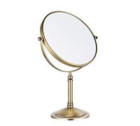 Nicesail Espejo Maquillaje Oro Espejo Aumento x10/x1 Espejo de Mesa Latón Cepillado 360 Giratorio Espejo de Doble Cara Espejo de Tocador Redondo para Cuartos de Baño,Hoteles,SPA,Diámetro de 20cm