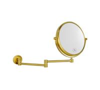 Nicesail Espejo Maquillaje Pared Extensible Dorado Espejo Aumento x7 Baño Espejo de Doble Cara,Diámetro 20 cm