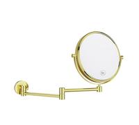 Nicesail Espejo Maquillaje Pared Extensible Espejo Aumento x5 Dorado - Brazo Largo - Doble Cara - Espejo Afeitar Baño,Diámetro 20 cm