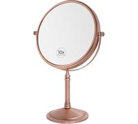 Nicesail Espejos de Mesa Oro Rosa Espejo Aumento 10x Espejo Maquillaje Double Face pour Salle de Bains,Diámetro de 20 cm