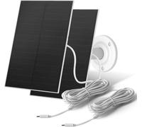 Nicesolar Panel solar USB de 8W para cámaras de seguridad, panel solar impermeable IP65 para exteriores con soporte ajustable, compatible con cámaras de batería recargable (8W-2 Pack)