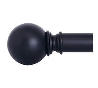 NICETOWN Barras de cortina negras para ventanas de 28 a 48 pulgadas, diámetro de 1 1/8 pulgadas, diseño moderno de bola ajustable, barra de cortina decorativa, color negro mate