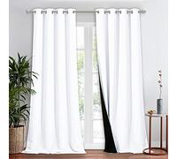 NICETOWN - Cortina Opaca 100% Blanca, súper Resistente, con Forro Negro, oscurecimiento Total para Dormitorio, Tratamiento de privacidad para Patio (1 Unidad, 132 cm de Ancho x 274 cm de Largo)