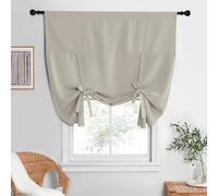 NICETOWN Cortina Opaca para Ventana, eficiencia energética, Altura Ajustable, Panel con Bolsillo para Barra para Sala de Estar, cenefas Opacas Cortas para Cocina (Natural, 52 Pulgadas de Ancho x 63