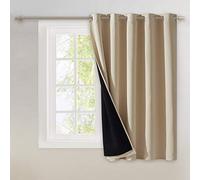 NICETOWN Cortinas 100% Opacas con Aislamiento térmico, Panel Deslizante de Rendimiento Que Reduce el Ruido con Forro Negro, Cortina de Puerta de Patio con Bloqueo Total de luz (70 x 63 Pulgadas,