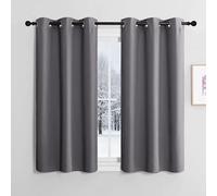 NICETOWN Cortinas Cortas de Ventanas Grises Opacas Cortinas Blackout Termicas Aislantes Frio Decorativas para Salon Dormitorio Habitacion 2 Paneles con Ojales 107x120cm Gris