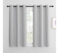 NICETOWN Cortinas Grises Opacas Cortinas Blackout Termicas Aislantes Frio Decorativas para Salon Dormitorio Habitacion Cocina Comedor 2 Paneles con Ojales 107x137cm Gris Claro