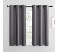 NICETOWN Cortinas Opacas Cortas de Cocina, Curtains Blackout Termicas Aislantes de Luz para Comedor Dormitorio con Ojales 2 Piezas,107x137cm,Gris
