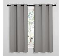 NICETOWN Cortinas Opacas de 160 cm de Largo, con Aislamiento térmico, Ojales en la Parte Superior, Cortinas Opacas para Oficina (Color Arena, 1 par, 107 x 160 cm)