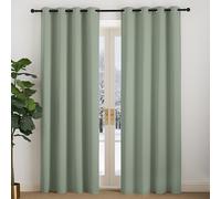 NICETOWN Cortinas Salon 2 Piezas Cortinas Termicas Opacas para Ventanas de Dormitorio Oficina Cortinas Blackout de Color Liso con Ollaos 140x220cm Verde Salvia