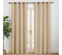 NICETOWN Cortinas Salon 2 Piezas Cortinas Termicas Opacas para Ventanas de Dormitorio Oficina Cortinas Blackout de Color Liso con Ollaos 140x200cm Beige Oscuro