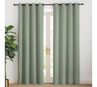 NICETOWN Cortinas Salon 2 Piezas Cortinas Termicas Opacas para Ventanas de Dormitorio Oficina Cortinas Blackout de Color Liso con Ollaos 140x200cm Verde Salvia