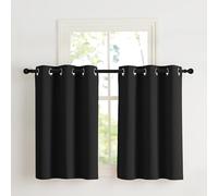 NICETOWN Cortinas Salon Modernas 2 Piezas Cortinas Negras Cortas Opacas para Dormitorio Matrimonio Cocina de Ventanas Curtains for Living Room con Ollaos 107x90cm Negro