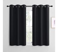 NICETOWN Cortinas Salon Modernas 2 Piezas Cortinas Negras Cortas Opacas para Dormitorio Matrimonio Cocina de Ventanas Curtains for Living Room con Ollaos 107x137cm Negro