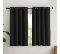 NICETOWN Cortinas Salon Modernas 2 Piezas Cortinas Negras Cortas Opacas para Dormitorio Matrimonio Cocina de Ventanas Curtains for Living Room con Ollaos 140x145cm Negro