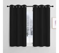 NICETOWN Cortinas Salon Modernas 2 Piezas Cortinas Negras Cortas Opacas para Dormitorio Matrimonio Cocina de Ventanas Curtains for Living Room con Ollaos 107x120cm Negro