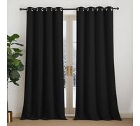 NICETOWN Cortinas Salon Modernas 2 Piezas Cortinas Negras Opacas para Dormitorio Matrimonio Cocina de Ventanas Curtains for Living Room con Ollaos 140x240cm Negro