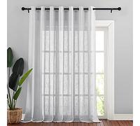 NICETOWN Cortinas semitraslúcidas para Puerta Francesa, Panel de Gasa Semitransparente con Ojales en la Parte Superior, para Sala de Estar/Puerta corrediza de Cristal, Color Gris Plateado, 100