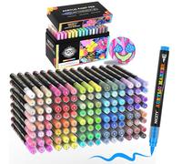 NICETY 120 Rotuladores Acrílicos de Punta Pincel - Set de Marcadores para Pintar sobre Piedra, Madera, Cerámica, Cristal - No Tóxicos, Punta Flexible 1-6mm - Para Adultos, Artistas y Principiantes