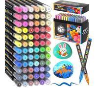 NICETY 72 Rotuladores Acrílicos de Punta Pincel - Set de Marcadores para Pintar sobre Piedra, Madera, Cerámica, Cristal - No Tóxicos, Punta Flexible 1-6mm - Para Adultos, Artistas y Principiantes