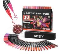 NICETY - Rotulador acrílico de 30 unidades, para madera, lienzo, vidrio, cerámica, acrílico Marker a base de agua, 0,7 mm, extra fino (rojo)