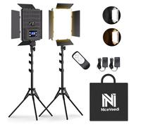 NiceVeedi Iluminación de fotografía, paquete de 2 luces de estudio bicolor de 2700-6500 K, 36 W, regulable, kit de luz LED de video para transmisión de vídeo/juegos/retrato de cámara, juego de luces