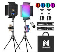 Niceveedi Luce Fotografica RGB da 15", 2x40W luci Video LED con Supporto, Pannello Luminoso da Studio Colorato 2700K-6500K con Modalità RGB/CCT/HSI/Scene per Youtube/TikTok/Streaming Live/Giochi