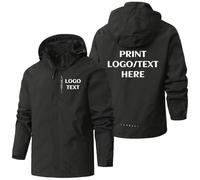 Nicevhljac Chaquetas Impermeables Personalizadas para Hombre para Exteriores Diseña Tu Propio Cortavientos Ligero Chubasquero Personalizado, Negro, L