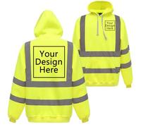 Nicevhljac Sudadera con capucha personalizable para hombre, de alta visibilidad, forro polar, con tiras reflectantes, cálida, para el trabajo, añade tu diseño, amarillo, XXL
