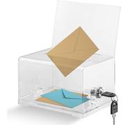 NICEWAT Caja de Donación de Acrílico, Caja Transparente con Cerradura, Caja de Almacenamiento con Cerradura, Caja Transparente para Votos, Concursos, Comentarios, Papeletas, Donaciones