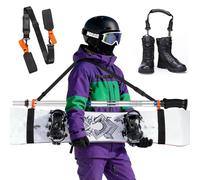 NICEWAT Correa de transporte para esquís y bastones, 75-120 cm, correas ajustables para llevar con correa de agarre para botas de esquí, cinta de esquí con almohadilla antideslizante para los hombros