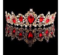 NICEY Crown Baroque Red Azul Verde Crystal Bridal Tiaras Crown Vintage Oro Accesorios para el Cabello Boda Rhinestone Didem Pageant Crowns