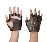 NICEYEA 1 par de guantes de cuero de medio dedo para hombre, guantes de cuero sin dedos para hombres, mitones de cuero mediados de siglo sin dedos, medio dedo, accesorios vintage para hombres de