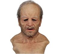 Niceyoeuk Máscara de anciano, máscara de anciana, máscaras de cosplay de Halloween, máscara de látex realista, máscara de cosplay para adultos y niños, accesorios de fiesta de Halloween (A1, talla