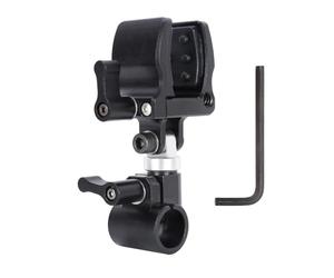 NICEYRIG Soporte para micrófono con abrazadera de barra única de 15 mm, soporte giratorio de 180° para amortiguador de micrófono con silicona suave para sistema de carril de 15 mm (18-35 mm)