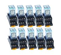 Nicfaky 10 mini relés electromagnéticos electrónicos MY4NJ de 14 4DPDT bobina de 5 A con base de enchufe PYF14A CA 220 V