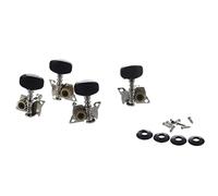 Nicfaky 4 piezas de guitarra ukelele y clavijas pequeñas de afinación de guitarra de 4 cuerdas, cabezales de máquina de 2R y 2L, tornillos de montaje incluidos: plata y negro