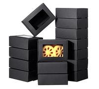 Nicfaky 50 cajas de papel con ventana, embalaje de regalo, caja de golosinas para jabón casero, golosinas, panadería, dulces (negro)