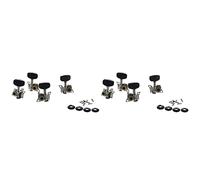 Nicfaky 8 clavijas de afinación para guitarra y guitarra pequeña de 4 cuerdas, 4R y 4L, tornillos de montaje incluidos, plateado y negro