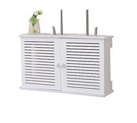 Nicfaky Cajas de Almacenamiento de Enrutador WiFi InaláMbrico Caja de Cable Plus Soporte de Alambre Estante de Tablero de Enchufe para Colgar en la Pared - Puerta Doble