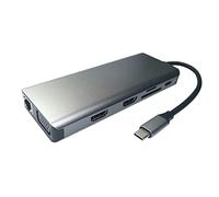 Nicfaky Hub USB C 12 en 1 USB C estación de acoplamiento multipuerto Hub adaptador USB transferencia SD/TF, audio VGA LAN para portátil