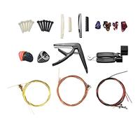 Nicfaky Kit de accesorios de guitarra de 34 piezas, incluye púas de guitarra, gorro, cuerdas de guitarra acústica, bobinador de cuerda de 3 en 1, de puente, sillín y tuerca de 6 cuerdas, púas de dedo