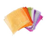 Nicfaky - Lote de 100 serías grandes de organza, 20 x 30 cm, con fundas con cordón para boda de Navidad (color aleatorio)