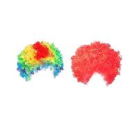 Nicfaky Paquete de 2 divertidas pelucas rizadas de payaso arcoíris, pelo de payaso, temática de los 70 y 80, para niños, adultos y niños
