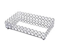 Nicfaky Rectángulo de cristal bandeja cosmética joyería baratija organizador espejo bandeja decorativa perfume cuidado de la piel organizador (plata)